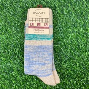 Boconi Men's Business Casual Socks in Blue and Tan Stripes